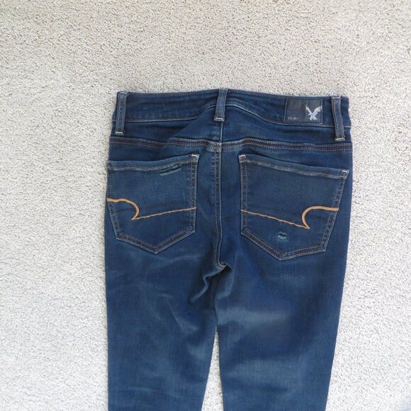 AE Womens Ripped High-Waisted Jegging cropped Jean Size 2 Blue Aeo Denim stretch - Picture 5 of 10